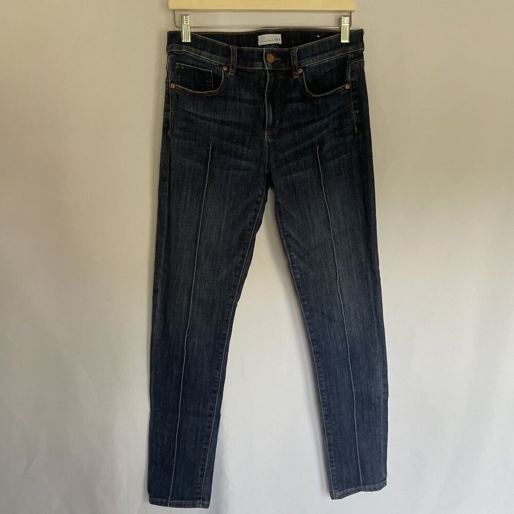 Ann Taylor Loft women's blue jeans denim style size 28 modern skinny line detail